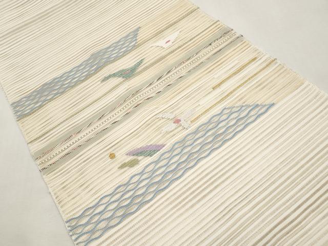 平和屋着物＊夏物　八寸名古屋帯　絽綴れ　抽象文　金銀糸　正絹　逸品　CABL7629tx