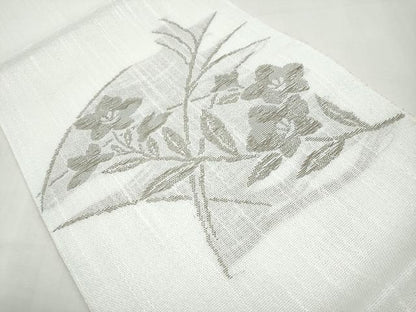 平和屋着物＊夏物　八寸名古屋帯　草花文　CABL7649tx