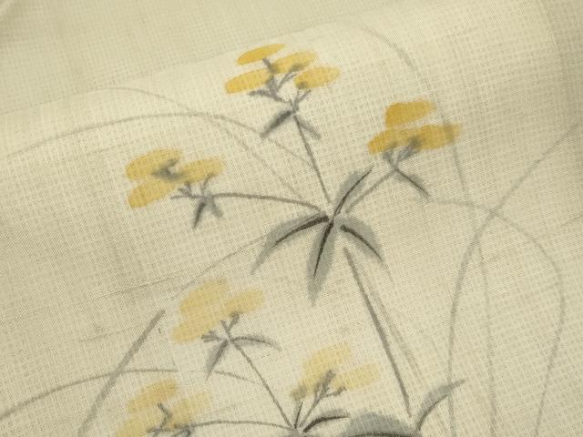 平和屋着物＊夏物　九寸開き名古屋帯　手描き　草花文　正絹　逸品　CABL7680tx