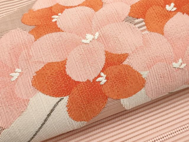 平和屋着物＊夏物　八寸名古屋帯　絽綴れ　草花文　正絹　逸品　CABL7683tx