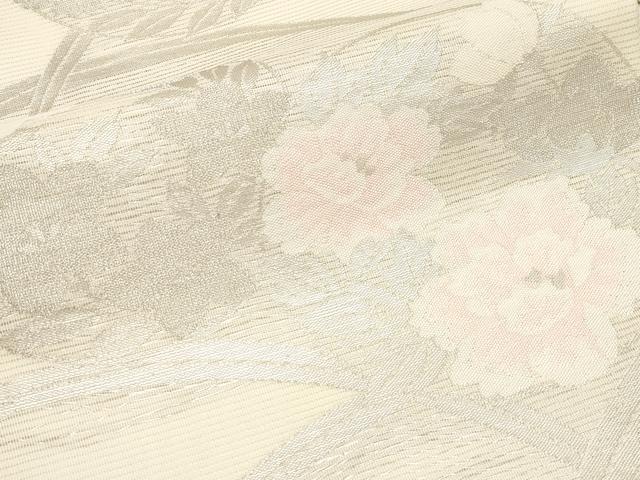 平和屋着物＊夏物　九寸名古屋帯　花丸文　銀糸　正絹　逸品　CABL7686tx