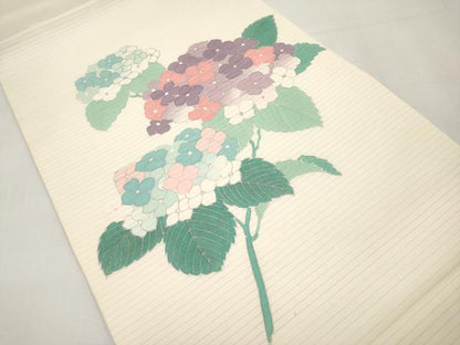 平和屋着物＊夏物　絽塩瀬　九寸開き名古屋帯　作家物　紫陽花　銀彩　正絹　逸品　CABL7687tx