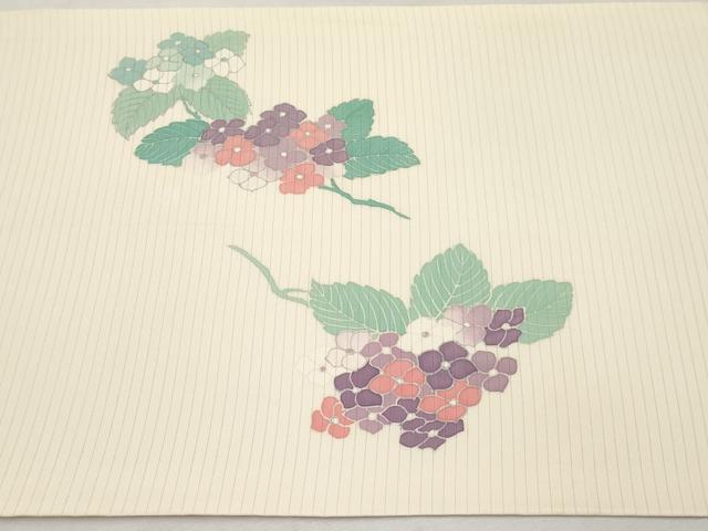 平和屋着物＊夏物　絽塩瀬　九寸開き名古屋帯　作家物　紫陽花　銀彩　正絹　逸品　CABL7687tx