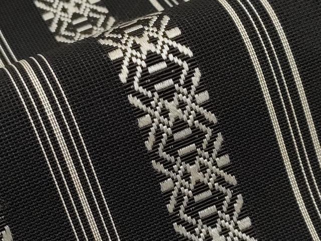 平和屋着物＊夏物　本場筑前博多織　八寸名古屋帯　紗献上　黒地　正絹　逸品　CABL7702tx