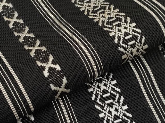 平和屋着物＊夏物　本場筑前博多織　八寸名古屋帯　紗献上　黒地　正絹　逸品　CABL7702tx