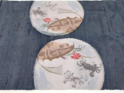 平和屋着物＊夏物　八寸名古屋帯　カニ　蟹　正絹　逸品　CABL7731tx
