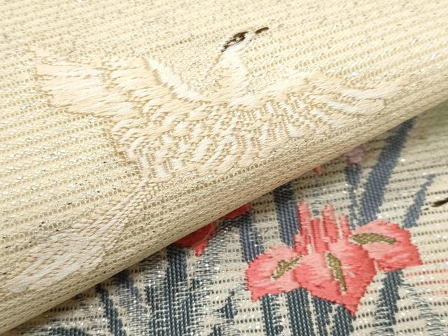 平和屋着物＊夏物　九寸名古屋帯　唐織　白鷺　金糸　正絹　逸品　CABL7732tx