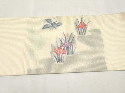 平和屋着物＊夏物　九寸名古屋帯　唐織　白鷺　金糸　正絹　逸品　CABL7732tx