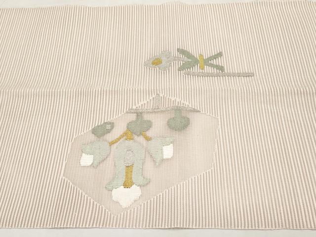 平和屋着物＊夏物　八寸名古屋帯　絽綴れ　草花文　金銀糸　正絹　逸品　CABL7735tx