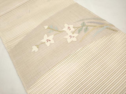 平和屋着物＊夏物　八寸名古屋帯　絽綴れ　桔梗　金糸　正絹　逸品　CABL7738tx