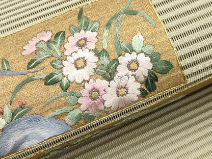 平和屋着物＊夏物　中国三大刺繍　相良刺繍　八寸名古屋帯　風景文　金彩　正絹　逸品　CABL7748tx