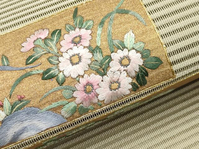 平和屋着物＊夏物　中国三大刺繍　相良刺繍　八寸名古屋帯　風景文　金彩　正絹　逸品　CABL7748tx