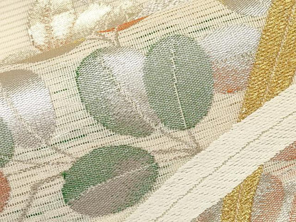平和屋着物＊夏物　九寸名古屋帯　唐織　萩文　金銀糸　正絹　逸品　CABL7749tx