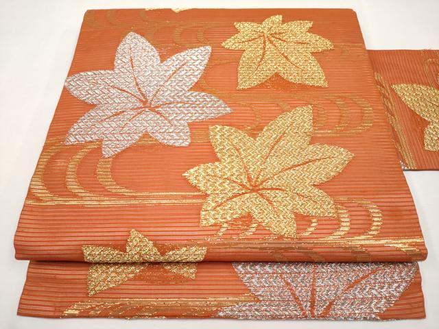 平和屋着物＊夏物　九寸名古屋帯　竜田川　金銀糸　正絹　逸品　CABL7751tx