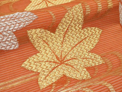 平和屋着物＊夏物　九寸名古屋帯　竜田川　金銀糸　正絹　逸品　CABL7751tx
