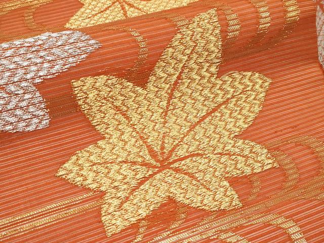 平和屋着物＊夏物　九寸名古屋帯　竜田川　金銀糸　正絹　逸品　CABL7751tx