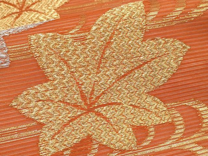 平和屋着物＊夏物　九寸名古屋帯　竜田川　金銀糸　正絹　逸品　CABL7751tx