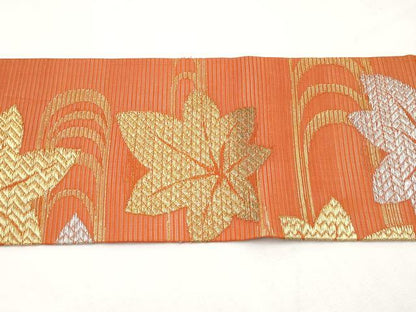 平和屋着物＊夏物　九寸名古屋帯　竜田川　金銀糸　正絹　逸品　CABL7751tx