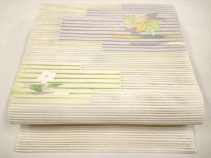 平和屋着物＊夏物　八寸名古屋帯　絽綴れ　草花文　金糸　正絹　逸品　未使用　CABL7755tx
