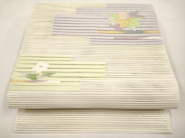 平和屋着物＊夏物　八寸名古屋帯　絽綴れ　草花文　金糸　正絹　逸品　未使用　CABL7755tx