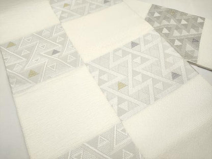 平和屋着物＊夏物　九寸名古屋帯　幾何学文様　正絹　逸品　CABL7760tx