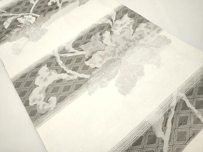 平和屋着物＊夏物　九寸開き名古屋帯　牡丹唐草文　銀糸　正絹　逸品　CABL7761tx