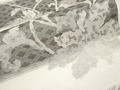 平和屋着物＊夏物　九寸開き名古屋帯　牡丹唐草文　銀糸　正絹　逸品　CABL7761tx