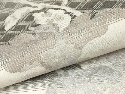 平和屋着物＊夏物　九寸開き名古屋帯　牡丹唐草文　銀糸　正絹　逸品　CABL7761tx