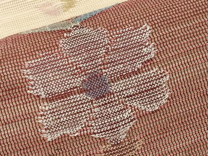 平和屋着物＊夏物　1854年創業　帯屋捨松　八寸名古屋帯　草花文　正絹　逸品　CABL7763tx