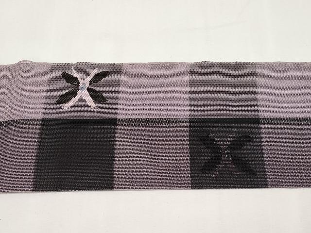 平和屋着物＊夏物　八寸名古屋帯　格子花文　正絹　逸品　未使用　CABL7771tx