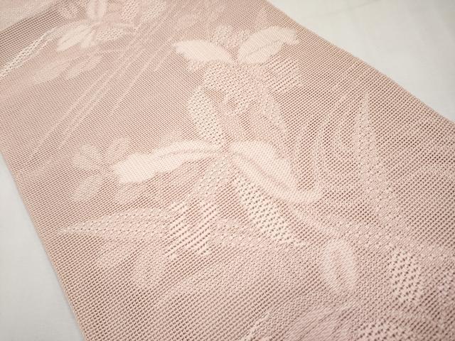 平和屋着物＊夏物　八寸名古屋帯　流水草花文　一斤染色　正絹　逸品　CABL7773tx