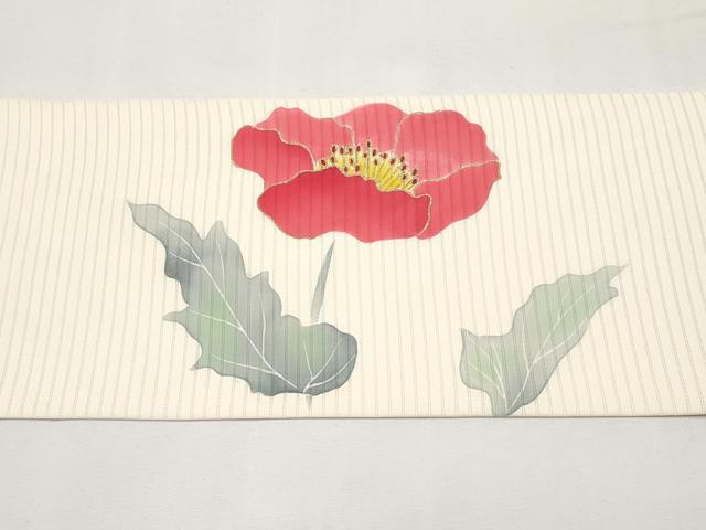 平和屋着物＊夏物　絽塩瀬　九寸名古屋帯　草花文　金彩　正絹　逸品　CABL7775tx