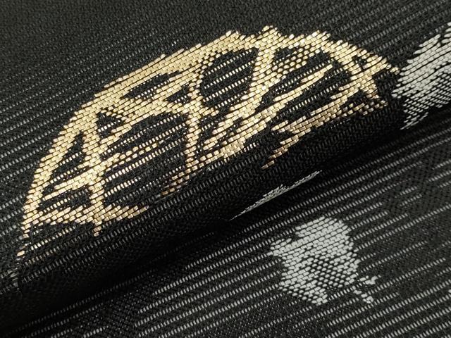 平和屋着物＊夏物　六通柄袋帯　千鳥　黒地　金糸　正絹　逸品　CABL7778tx
