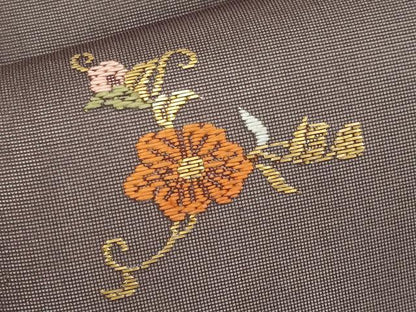 平和屋着物＊夏物　太鼓柄袋帯　総刺繍　花兎　正絹　逸品　CABL7782tx