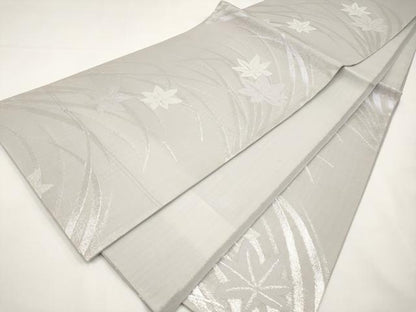 平和屋着物＊夏物　六通柄袋帯　楓　銀糸　正絹　逸品　CABL7783tx