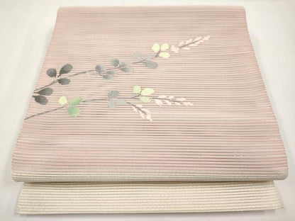 平和屋着物＊夏物　八寸名古屋帯　作家物　絽綴れ　枝花文　銀糸　正絹　逸品　CABL7790tx