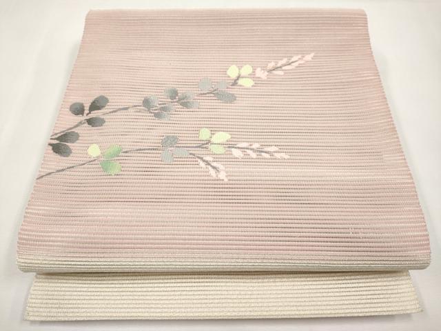 平和屋着物＊夏物　八寸名古屋帯　作家物　絽綴れ　枝花文　銀糸　正絹　逸品　CABL7790tx