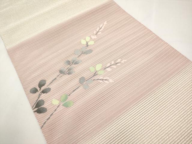 平和屋着物＊夏物　八寸名古屋帯　作家物　絽綴れ　枝花文　銀糸　正絹　逸品　CABL7790tx