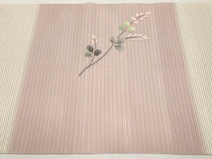 平和屋着物＊夏物　八寸名古屋帯　作家物　絽綴れ　枝花文　銀糸　正絹　逸品　CABL7790tx