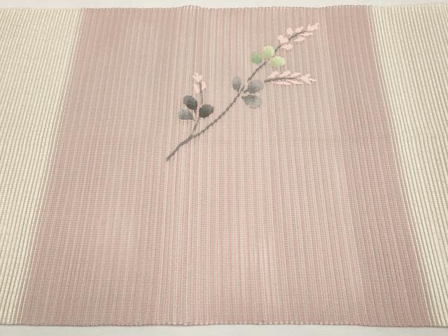 平和屋着物＊夏物　八寸名古屋帯　作家物　絽綴れ　枝花文　銀糸　正絹　逸品　CABL7790tx