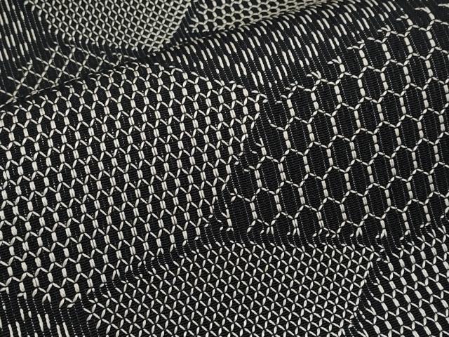 平和屋着物＊夏物　八寸名古屋帯　切嵌文　黒地　正絹　逸品　CABL7792tx