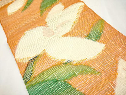 平和屋着物＊夏物　八寸名古屋帯　草花文　正絹　逸品　CABL7793tx