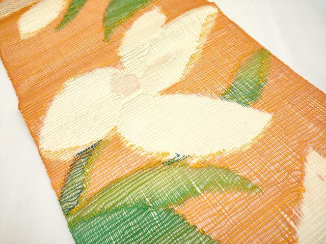 平和屋着物＊夏物　八寸名古屋帯　草花文　正絹　逸品　CABL7793tx
