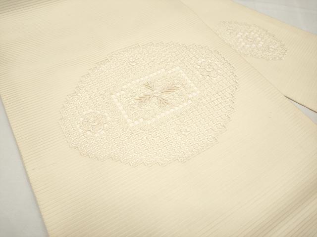 平和屋着物＊夏物　九寸名古屋帯　ドロンワーク　抽象文　正絹　逸品　CABL7797tx