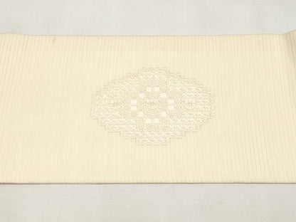 平和屋着物＊夏物　九寸名古屋帯　ドロンワーク　抽象文　正絹　逸品　CABL7797tx