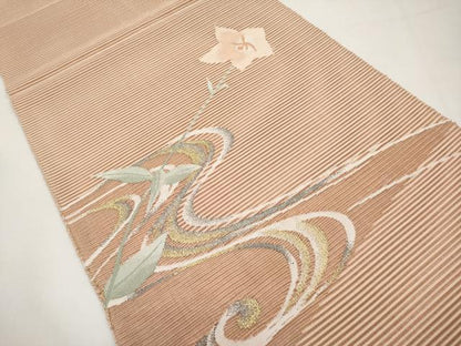 平和屋着物＊夏物　八寸名古屋帯　絽綴れ　流水枝花文　金銀糸　正絹　逸品　CABL7799tx