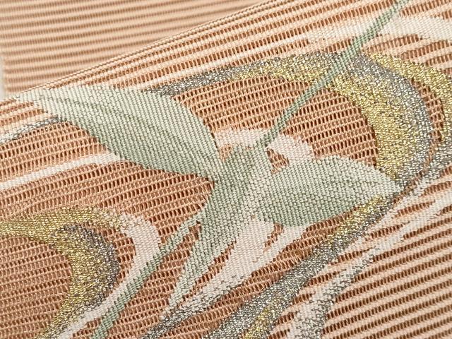 平和屋着物＊夏物　八寸名古屋帯　絽綴れ　流水枝花文　金銀糸　正絹　逸品　CABL7799tx