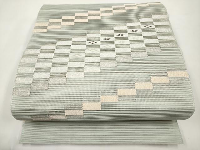 平和屋着物＊夏物　八寸名古屋帯　絽綴れ　市松菱文　金銀糸　正絹　逸品　CABL7804tx