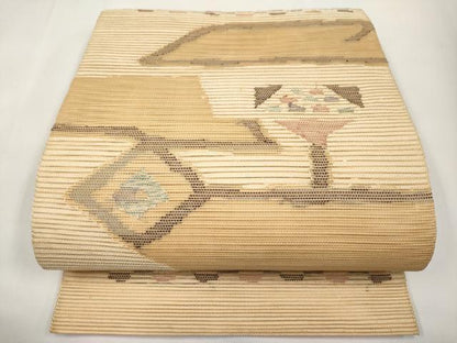 平和屋着物＊夏物　八寸名古屋帯　抽象文　正絹　逸品　CABL7810tx
