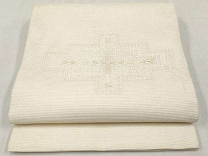 平和屋着物＊夏物　九寸開き名古屋帯　ドロンワーク　抽象文　正絹　逸品　CABL7814tx
